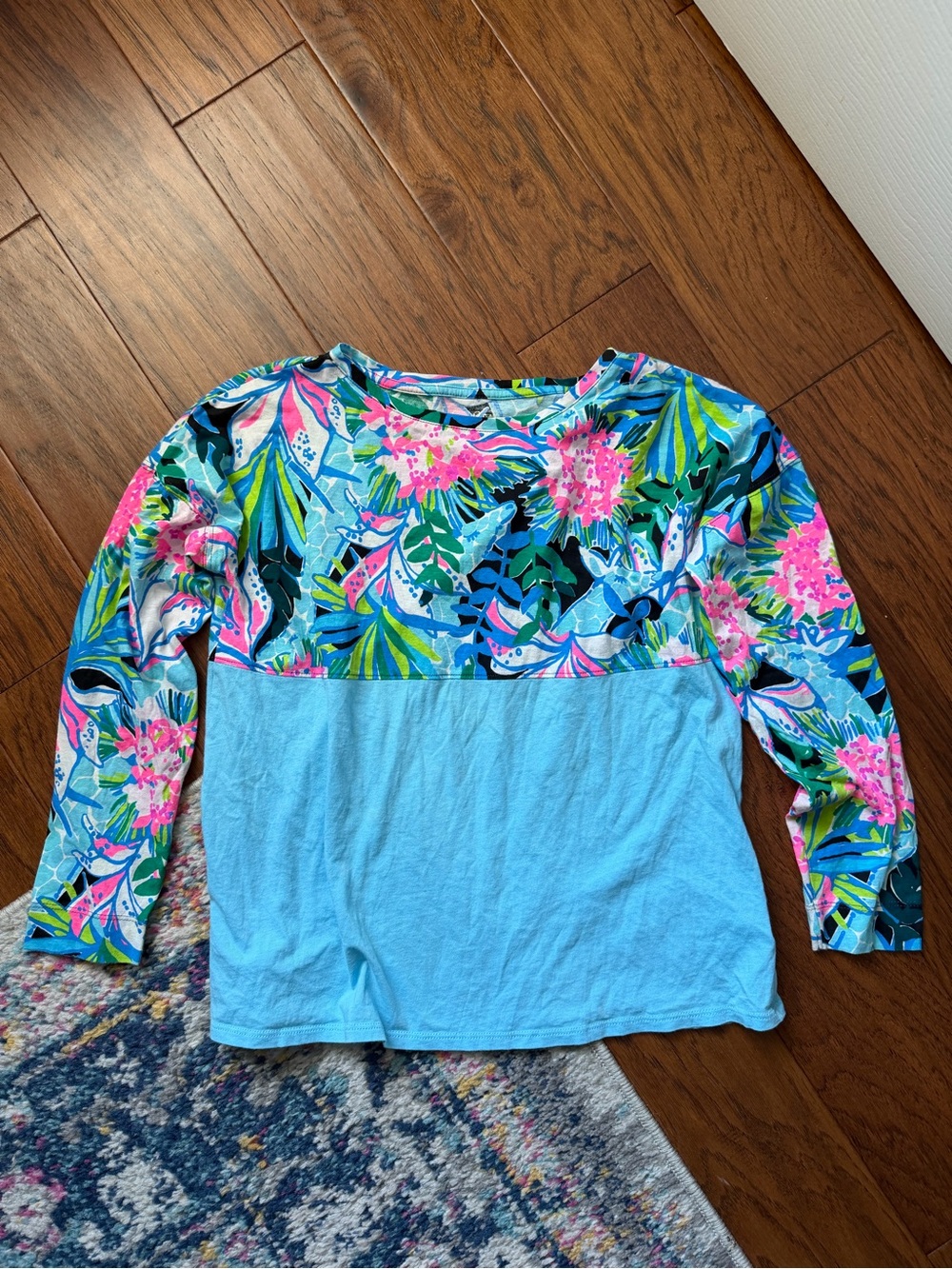 Lilly Pulitzer Girls' Blue Floral Long-Sleeve Top
